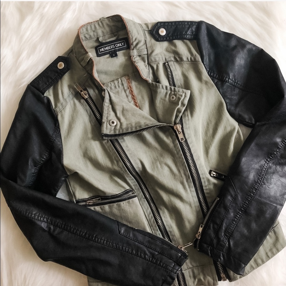 [members only] green/black moto jacket